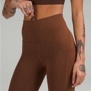 EUC Lululemon Athletica 25” Roasted Brown Wunder Train Leggings with Pockets